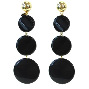 ORECCHINI PENDENTI DOLMAN CON CIALDE IN RESINA NERE