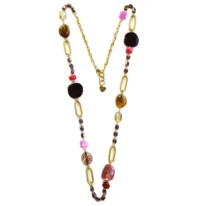 COLLANA DOLMAN LUNGA CON INSERTI IN RESINA E CRISTALLI TAMARINDO