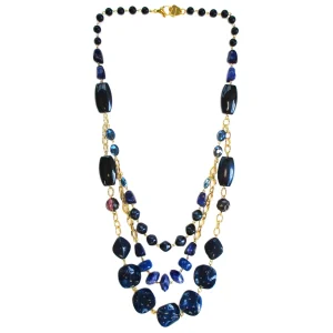 COLLANA DOLMAN A TRE FILI PIETRE BLU