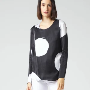 BLUSA MANILA GRACE NERA A POIS BIANCHI