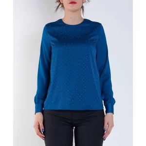 BLUSA TWIN SET BLU CON STRASS